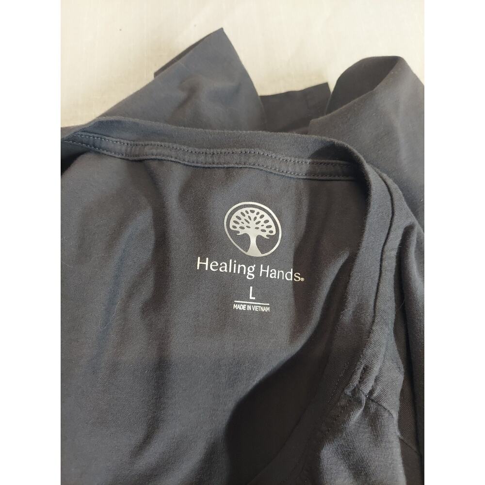 Healing Hands Womens Long Sleeve Scoop Neck Shirt L Grey Comfortable - Picture 2 of 4